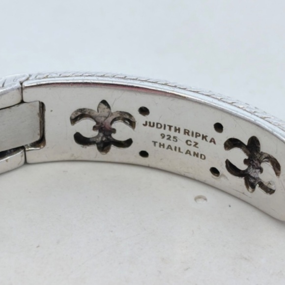 Judith Ripka Sterling Silver and CZ Hinged Cuff Bracelet - Picture 3 of 5